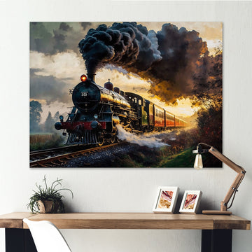 Old Train in USA - Train Canvas Wall Art